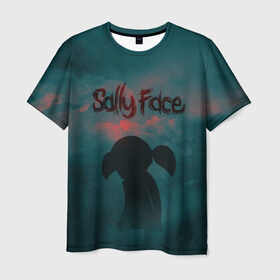 Мужская футболка 3D с принтом Sally Face (Силуэт). в Екатеринбурге, 100% полиэфир | прямой крой, круглый вырез горловины, длина до линии бедер | face | game | horror | larry | sally | sally face | sanity s fall | игра | ларри | мальчик с протезом | салли | салли фейс | ужасы