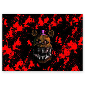 Поздравительная открытка с принтом Five Nights At Freddy s в Екатеринбурге, 100% бумага | плотность бумаги 280 г/м2, матовая, на обратной стороне линовка и место для марки
 | 5 ночей с фредди | five nights at freddys | foxy | аниматроники | игра | компьютерная игра | робот | фокси | фредди | фреди | чика