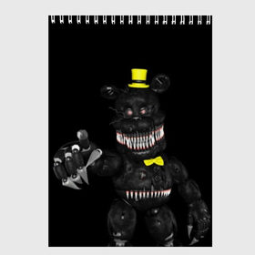 Скетчбук с принтом Five Nights At Freddy s в Екатеринбурге, 100% бумага
 | 48 листов, плотность листов — 100 г/м2, плотность картонной обложки — 250 г/м2. Листы скреплены сверху удобной пружинной спиралью | 5 ночей с фредди | five nights at freddys | foxy | аниматроники | игра | компьютерная игра | робот | фокси | фредди | фреди | чика