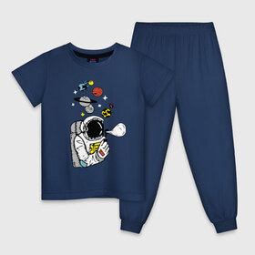 Детская пижама хлопок с принтом Cosmos в Екатеринбурге, 100% хлопок |  брюки и футболка прямого кроя, без карманов, на брюках мягкая резинка на поясе и по низу штанин
 | Тематика изображения на принте: bubble | cosmonaut | cosmos | planets | saturn | space | spacesuit | stars | звезды | космонавт | космос | мыльный пузырь | планеты | сатурн | скафандр