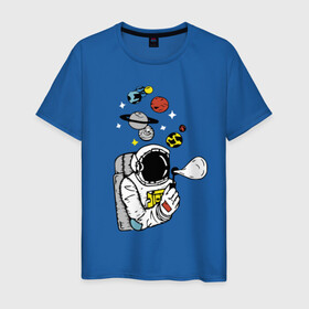 Мужская футболка хлопок с принтом Cosmos в Екатеринбурге, 100% хлопок | прямой крой, круглый вырез горловины, длина до линии бедер, слегка спущенное плечо. | bubble | cosmonaut | cosmos | planets | saturn | space | spacesuit | stars | звезды | космонавт | космос | мыльный пузырь | планеты | сатурн | скафандр