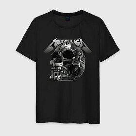 Мужская футболка хлопок с принтом Metallica в Екатеринбурге, 100% хлопок | прямой крой, круглый вырез горловины, длина до линии бедер, слегка спущенное плечо. | metal | metallica | music | skull | thrash metal | underground | музыка | трэш металл | череп