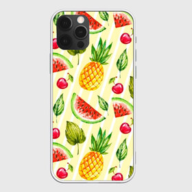 Чехол для iPhone 12 Pro Max с принтом Фрукты в Екатеринбурге, Силикон |  | hot | ornament | pattern | summer | vacation | ананас | арбуз | вишня | жара | лето | лист | море | морская | орнамент | отдых | отпуск | паттерн | пляж | солнце | узор | фрукты