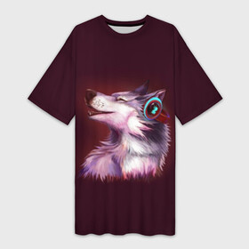 Платье-футболка 3D с принтом Волк в Екатеринбурге,  |  | волк | животные | игры | музыка | наушники | собака | хаски