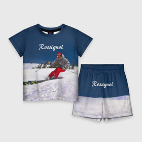 Детский костюм с шортами 3D с принтом Rossignol в Екатеринбурге,  |  | france | movement | rossignol | snow | speed | вершина | горные лыжи | горы | движение | скорость | снег | франция