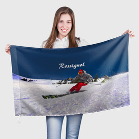 Флаг 3D с принтом Rossignol в Екатеринбурге, 100% полиэстер | плотность ткани — 95 г/м2, размер — 67 х 109 см. Принт наносится с одной стороны | france | movement | rossignol | snow | speed | вершина | горные лыжи | горы | движение | скорость | снег | франция