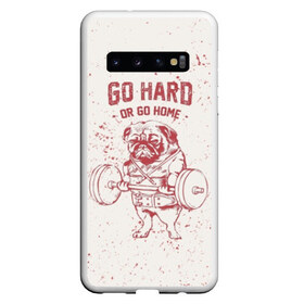 Чехол для Samsung Galaxy S10 с принтом GO HARD в Екатеринбурге, Силикон | Область печати: задняя сторона чехла, без боковых панелей | Тематика изображения на принте: bodybuilding | diet | exercise | fitness | gym | heath | motivation | muscle | phil | training | workout | бодибилдинг | мотивация | спорт | трансформация | фитнес | эстетичный