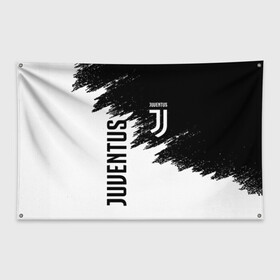 Флаг-баннер с принтом JUVENTUS SPORT в Екатеринбурге, 100% полиэстер | размер 67 х 109 см, плотность ткани — 95 г/м2; по краям флага есть четыре люверса для крепления | black and white | cr7 | fc | football | football club | juve | juventus | ronaldo | sport | роналдо | спорт | спортивные | униформа | фирменные цвета | фк | футбол | футбольный клуб | черно белый | ювентус