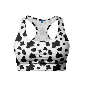 Женский спортивный топ 3D с принтом Корова в Екатеринбурге, 82% полиэстер, 18% спандекс Ткань безопасна для здоровья, позволяет коже дышать, не мнется и не растягивается |  | animal | black white | cow | pattern | животное | кавай | корова | паттерн | пятна | черно белое