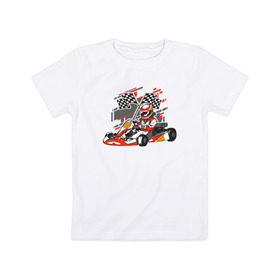 Детская футболка хлопок с принтом Картинг в Екатеринбурге, 100% хлопок | круглый вырез горловины, полуприлегающий силуэт, длина до линии бедер | cart | f1 | formula 1 | автомобиль | гонка | гонки | гоночные | гоночный | картинг | машина | суперкарт | формула 1