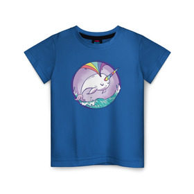 Детская футболка хлопок с принтом Нарвал в Екатеринбурге, 100% хлопок | круглый вырез горловины, полуприлегающий силуэт, длина до линии бедер | narwhal | единорог | летние | лето | море | нарвал | радуга | рыба | рыбы