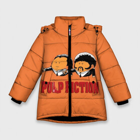 Зимняя куртка для девочек 3D с принтом Pulp Fiction - Art 2 в Екатеринбурге, ткань верха — 100% полиэстер; подклад — 100% полиэстер, утеплитель — 100% полиэстер. | длина ниже бедра, удлиненная спинка, воротник стойка и отстегивающийся капюшон. Есть боковые карманы с листочкой на кнопках, утяжки по низу изделия и внутренний карман на молнии. 

Предусмотрены светоотражающий принт на спинке, радужный светоотражающий элемент на пуллере молнии и на резинке для утяжки. | art | film | movie | pulp fiction | tarantino | кино | криминальное чтиво | приколы | тарантино | фильмы
