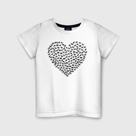 Детская футболка хлопок с принтом Собаковое сердце. в Екатеринбурге, 100% хлопок | круглый вырез горловины, полуприлегающий силуэт, длина до линии бедер | животные | любовь | милые | прикольная | прикольный | сердечки | сердце | собаки | собачки