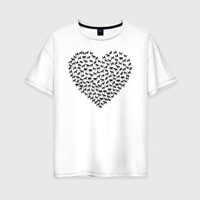 Женская футболка хлопок Oversize с принтом Собаковое сердце в Екатеринбурге, 100% хлопок | свободный крой, круглый ворот, спущенный рукав, длина до линии бедер
 | животные | любовь | милые | прикольная | прикольный | сердечки | сердце | собаки | собачки