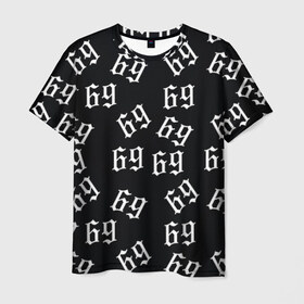Мужская футболка 3D с принтом 69 в Екатеринбурге, 100% полиэфир | прямой крой, круглый вырез горловины, длина до линии бедер | 6ix9ine | bebe | daniel hernandez | rap | stoopid | tekashi | рэп | сикснайн | текаши