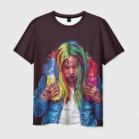 Мужская футболка 3D с принтом Color в Екатеринбурге, 100% полиэфир | прямой крой, круглый вырез горловины, длина до линии бедер | 6ix9ine | bebe | daniel hernandez | rap | stoopid | tekashi | рэп | сикснайн | текаши