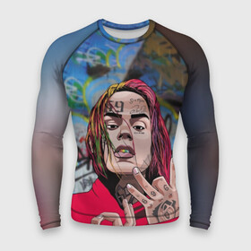 Мужской рашгард 3D с принтом 69 в Екатеринбурге,  |  | 6ix9ine | bebe | daniel hernandez | rap | stoopid | tekashi | рэп | сикснайн | текаши