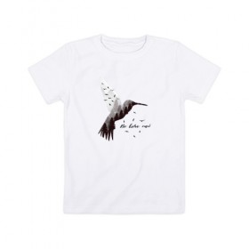 Детская футболка хлопок с принтом Птица Абстракция в Екатеринбурге, 100% хлопок | круглый вырез горловины, полуприлегающий силуэт, длина до линии бедер | абстракция | горы | лес | надписи | надпись | природа | птица | птицы