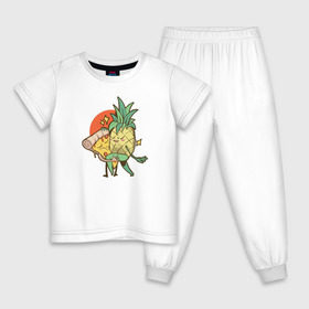 Детская пижама хлопок с принтом Пицца и Ананас в Екатеринбурге, 100% хлопок |  брюки и футболка прямого кроя, без карманов, на брюках мягкая резинка на поясе и по низу штанин
 | Тематика изображения на принте: 
