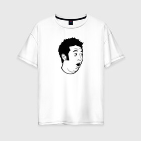 Женская футболка хлопок Oversize с принтом PogChamp в Екатеринбурге, 100% хлопок | свободный крой, круглый ворот, спущенный рукав, длина до линии бедер
 | pogchamp | twitch | погчамп | смайлик | стрим | твич