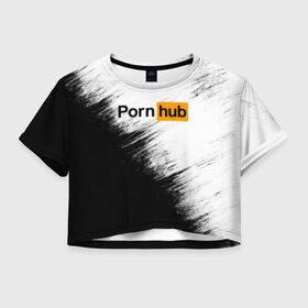 Женская футболка Cropp-top с принтом Pornhub в Екатеринбурге, 100% полиэстер | круглая горловина, длина футболки до линии талии, рукава с отворотами | brazzers | браззерс