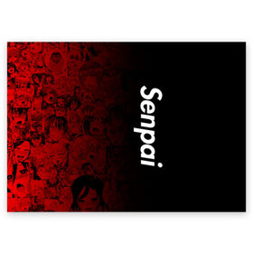 Поздравительная открытка с принтом Senpai (Ahegao) в Екатеринбурге, 100% бумага | плотность бумаги 280 г/м2, матовая, на обратной стороне линовка и место для марки
 | Тематика изображения на принте: 2 versia | ahegao | anime | manga | paint | red | sempai | senpai | sup | supreme | trend | white | аниме | белый | манга | семпай | сенпай | суп | суприм