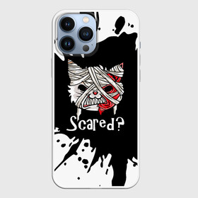 Чехол для iPhone 13 Pro Max с принтом Ну что, страшно в Екатеринбурге,  |  | bandage | blood | blot.black | cat | fangs | fear | halloween | horror | kitten | teeth | white | белый | бинт | зубы | клыки | клякса | кот | котенок | кошка | кровь | ужас | хэллоуин | черный