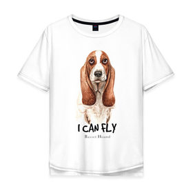 Мужская футболка хлопок Oversize с принтом Бассет-хаунд в Екатеринбурге, 100% хлопок | свободный крой, круглый ворот, “спинка” длиннее передней части | Тематика изображения на принте: dog | бассет | бассет хаунд | собака | собаки | хаунд