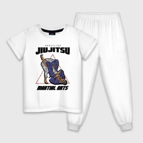 Детская пижама хлопок с принтом Джиу-джитсу в Екатеринбурге, 100% хлопок |  брюки и футболка прямого кроя, без карманов, на брюках мягкая резинка на поясе и по низу штанин
 | Тематика изображения на принте: jiu jitsu | джиу джитсу | джиу джицу
