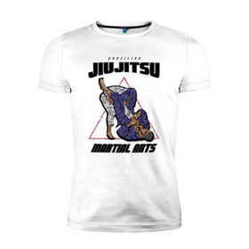 Мужская футболка премиум с принтом Джиу-джитсу в Екатеринбурге, 92% хлопок, 8% лайкра | приталенный силуэт, круглый вырез ворота, длина до линии бедра, короткий рукав | jiu jitsu | джиу джитсу | джиу джицу