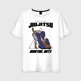 Женская футболка хлопок Oversize с принтом Джиу-джитсу в Екатеринбурге, 100% хлопок | свободный крой, круглый ворот, спущенный рукав, длина до линии бедер
 | jiu jitsu | джиу джитсу | джиу джицу