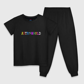 Детская пижама хлопок с принтом astroworld в Екатеринбурге, 100% хлопок |  брюки и футболка прямого кроя, без карманов, на брюках мягкая резинка на поясе и по низу штанин
 | Тематика изображения на принте: astroworld | astroworld merch | astroworld travis | merch | travis scott | travis scott astroworld | альбом astroworld | дженнер трэвис скотт | трэвис скотт