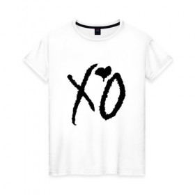 Женская футболка хлопок с принтом XO CLASSIC в Екатеринбурге, 100% хлопок | прямой крой, круглый вырез горловины, длина до линии бедер, слегка спущенное плечо | 