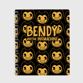 Тетрадь с принтом Bendy And The Ink Machine (35) в Екатеринбурге, 100% бумага | 48 листов, плотность листов — 60 г/м2, плотность картонной обложки — 250 г/м2. Листы скреплены сбоку удобной пружинной спиралью. Уголки страниц и обложки скругленные. Цвет линий — светло-серый
 | Тематика изображения на принте: bendy | bendy and the ink machine | devil | game | horror | ink | mask | бенди | бенди и чернильная машина | краска | чернила