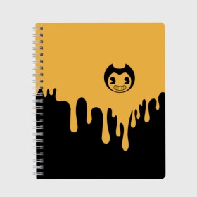 Тетрадь с принтом Bendy And The Ink Machine (37) в Екатеринбурге, 100% бумага | 48 листов, плотность листов — 60 г/м2, плотность картонной обложки — 250 г/м2. Листы скреплены сбоку удобной пружинной спиралью. Уголки страниц и обложки скругленные. Цвет линий — светло-серый
 | bendy | bendy and the ink machine | devil | game | horror | ink | mask | бенди | бенди и чернильная машина | краска | чернила