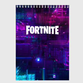 Скетчбук с принтом FORTNITE SEASON 9 в Екатеринбурге, 100% бумага
 | 48 листов, плотность листов — 100 г/м2, плотность картонной обложки — 250 г/м2. Листы скреплены сверху удобной пружинной спиралью | 2019 | armor | armour | cybersport | esport | fortnite | game | logo | season 9 | броня | игра | киберспорт | сезон 9 | фиолетовый | фортнайт