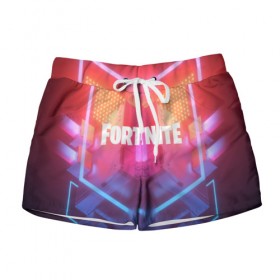 Женские шорты 3D с принтом FORTNITE SEASON 9 в Екатеринбурге, 100% полиэстер | прямой крой, два кармана без застежек по бокам. Мягкая трикотажная резинка на поясе, внутри которой широкие завязки. Длина до середины бедра | 2019 | armor | armour | cybersport | esport | fortnite | game | logo | season 9 | броня | игра | киберспорт | сезон 9 | фиолетовый | фортнайт