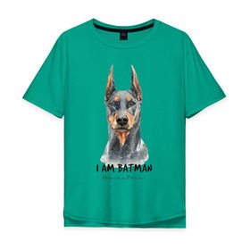 Мужская футболка хлопок Oversize с принтом Доберман в Екатеринбурге, 100% хлопок | свободный крой, круглый ворот, “спинка” длиннее передней части | doberman | доберман | пинчер | собака | собаки