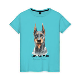 Женская футболка хлопок с принтом Доберман в Екатеринбурге, 100% хлопок | прямой крой, круглый вырез горловины, длина до линии бедер, слегка спущенное плечо | doberman | доберман | пинчер | собака | собаки