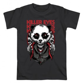 Мужская футболка хлопок с принтом Панда Киллер в Екатеринбурге, 100% хлопок | прямой крой, круглый вырез горловины, длина до линии бедер, слегка спущенное плечо. | killer | panda | бандит | гангстер | мафия | панда | панды