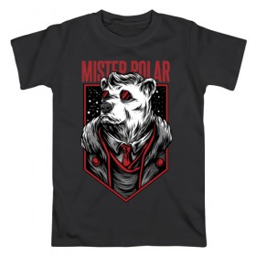 Мужская футболка хлопок с принтом Полярный Медведь в Екатеринбурге, 100% хлопок | прямой крой, круглый вырез горловины, длина до линии бедер, слегка спущенное плечо. | bear | polar | бандит | гангстер | мафиози | мафия | медведи | медведь | полярные | полярный
