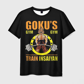 Мужская футболка 3D с принтом GOKU GYM в Екатеринбурге, 100% полиэфир | прямой крой, круглый вырез горловины, длина до линии бедер | bodybuilding | diet | exercise | fitness | gym | heath | motivation | muscle | phil | training | workout | бодибилдинг | мотивация | спорт | трансформация | фитнес | эстетичный