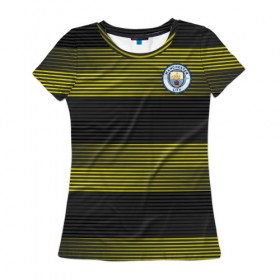Женская футболка 3D с принтом Manchester City - Pre Match Top в Екатеринбурге, 100% полиэфир ( синтетическое хлопкоподобное полотно) | прямой крой, круглый вырез горловины, длина до линии бедер | 0x000000123 | fcmn | manchester city | ман сити | манчестер сити
