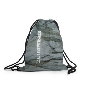 Рюкзак-мешок 3D с принтом Climbing в Екатеринбурге, 100% полиэстер | плотность ткани — 200 г/м2, размер — 35 х 45 см; лямки — толстые шнурки, застежка на шнуровке, без карманов и подкладки | Тематика изображения на принте: 