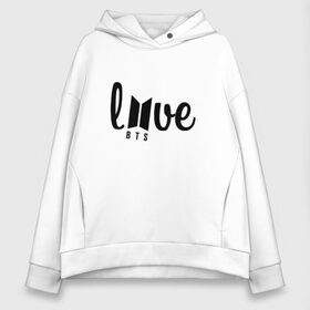 Женское худи Oversize хлопок с принтом LOVE BTS в Екатеринбурге, френч-терри — 70% хлопок, 30% полиэстер. Мягкий теплый начес внутри —100% хлопок | боковые карманы, эластичные манжеты и нижняя кромка, капюшон на магнитной кнопке | bts | bts boy | bts run | bts v | bts with luv | bts чимин | k pop | бтс | бтс чимин. | группа bts | ким тэ хен | фанфик бтс | чон чонгук