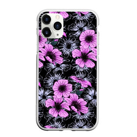 Чехол для iPhone 11 Pro Max матовый с принтом Purple wild flowers в Екатеринбурге, Силикон |  | art | flowers | leaves | арт | букет | лепестки | листья | художество | цветок | цветы