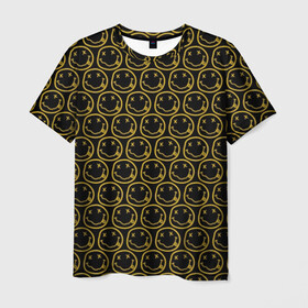 Мужская футболка 3D с принтом NIRVANA в Екатеринбурге, 100% полиэфир | прямой крой, круглый вырез горловины, длина до линии бедер | music | nirvana | rip smile | rock | smile | группа | курт кобейн | музыка | нирвана | рок | смайл