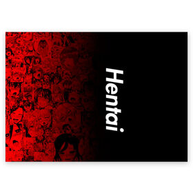 Поздравительная открытка с принтом Японская анимация в Екатеринбурге, 100% бумага | плотность бумаги 280 г/м2, матовая, на обратной стороне линовка и место для марки
 | Тематика изображения на принте: 2 versia | ahegao | anime | manga | paint | red | sempai | senpai | sup | supreme | trend | white | аниме | белый | манга | семпай | сенпай | суп | суприм