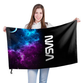 Флаг 3D с принтом NASA (SPACE) 4.1 в Екатеринбурге, 100% полиэстер | плотность ткани — 95 г/м2, размер — 67 х 109 см. Принт наносится с одной стороны | nasa | paint | space | звезды | космос | краска | наса | черная дыра