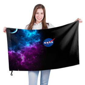 Флаг 3D с принтом NASA (SPACE) 4.2 в Екатеринбурге, 100% полиэстер | плотность ткани — 95 г/м2, размер — 67 х 109 см. Принт наносится с одной стороны | nasa | paint | space | звезды | космос | краска | наса | черная дыра